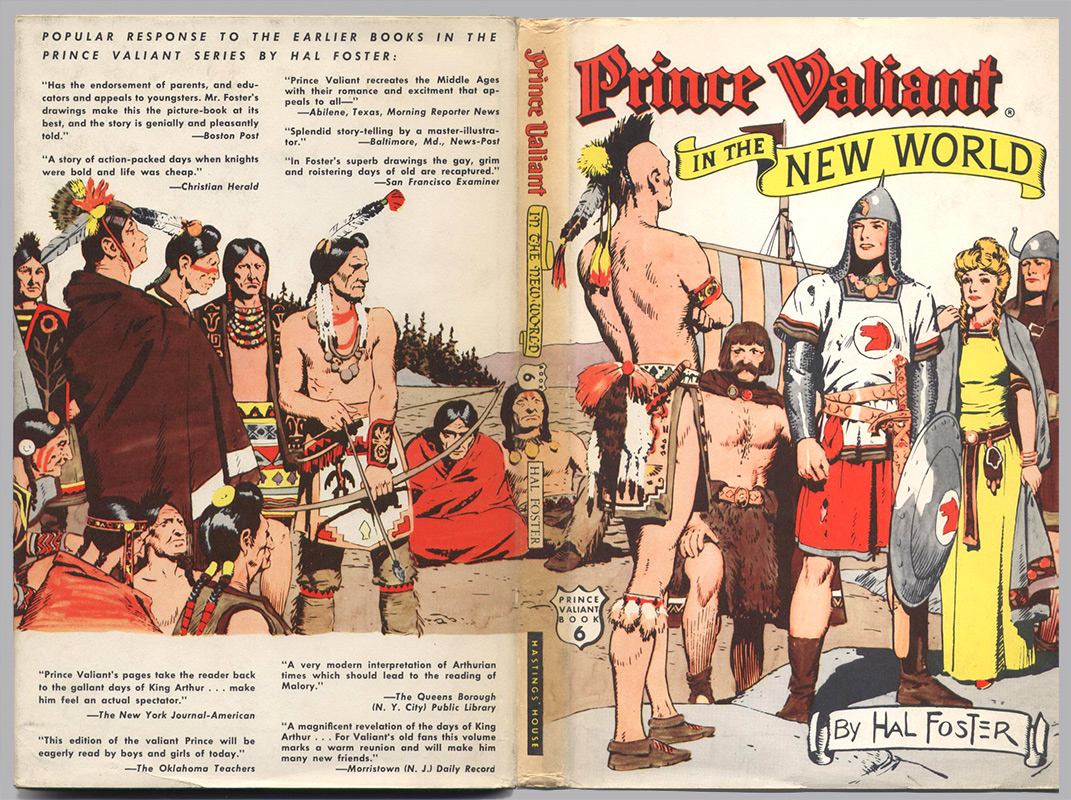 In The New World Prince Valiant, tome 6,  jaquette illustrée recto verso par Harold Foster sur www.wanted-rare-books.com/foster.htm -  Librairie on-line Marseille, http://www.wanted-rare-books.com/