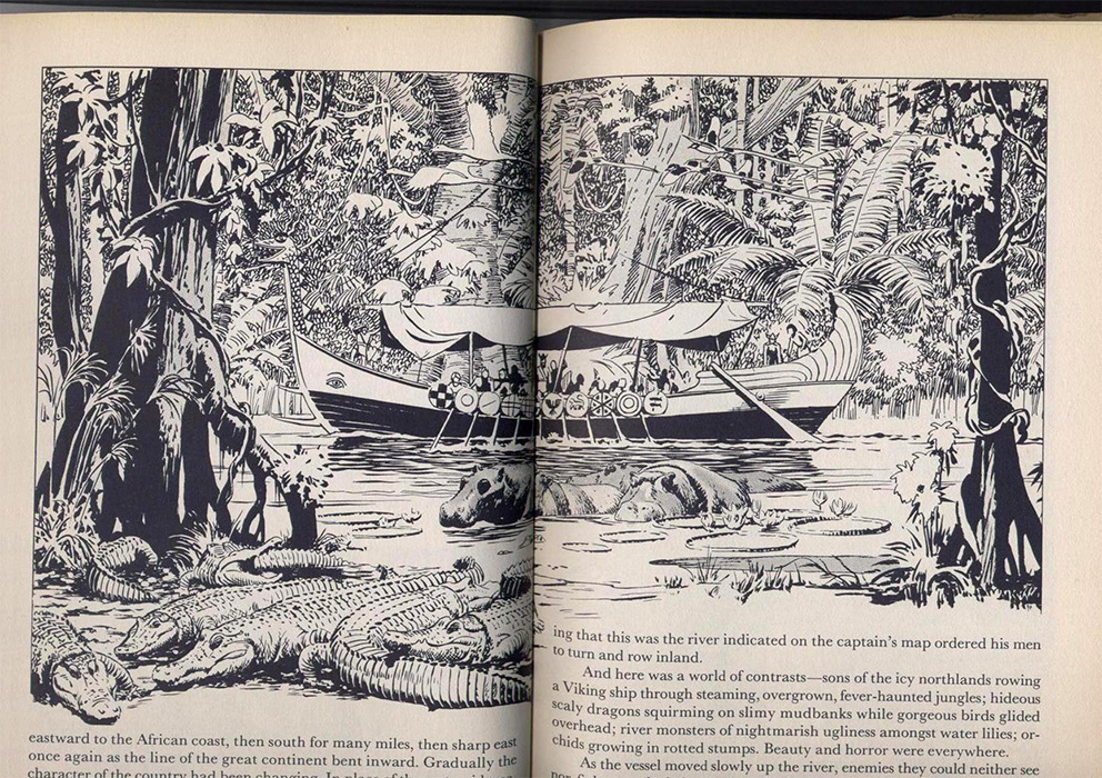 illustrations in-text de Hal Foster, Perilous Voyage, Prince Valiant, tome 4, sur www.wanted-rare-books.com/foster.htm -  Librairie on-line Marseille, http://www.wanted-rare-books.com/