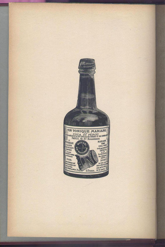 Vin Tonique Mariani : une bouteille, illustrations tirée de l' Album Mariani tome 1, reliure Editeur, 1894, Paris, Edition rare en vente sur www.wanted-rare-books.com/angelo-mariani-vin-a-la-coca-du-perou.htm