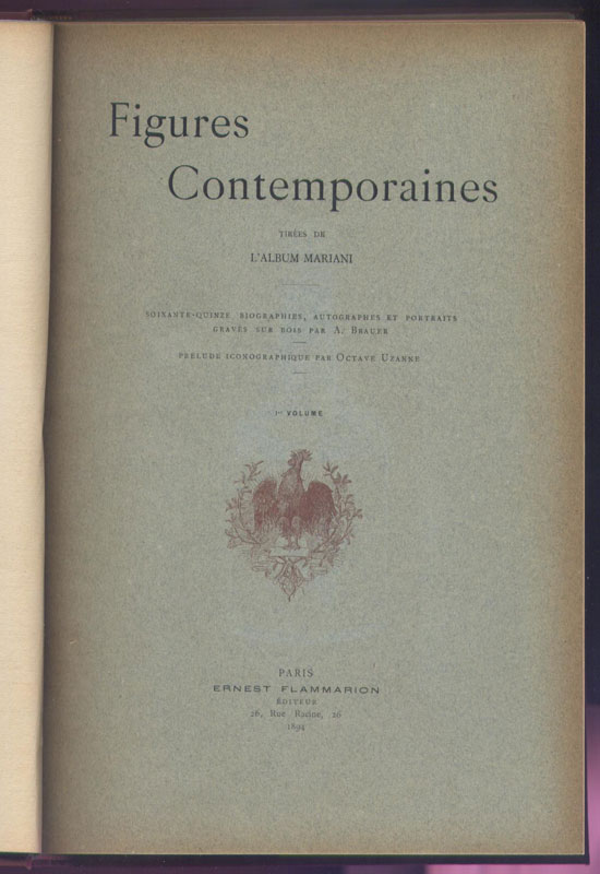 Couverture bleue : Figures Contemporaines, Album Mariani tome 1, reliure Editeur, 1894, Paris, Edition rare en vente sur www.wanted-rare-books.com/angelo-mariani-vin-a-la-coca-du-perou.htm